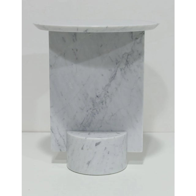 White Rémi Bouhaniche “My Dear” Side Table in Carrara Marble For Sale - Image 8 of 11