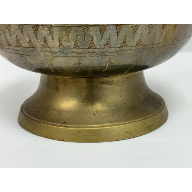 Vintage Etched Brass Table Lamp For Sale - Image 11 of 12