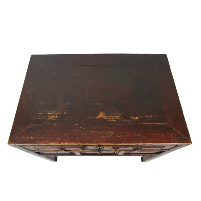 Late 19th Century Antique Chinese 2-Drawer Carved Side Table For Sale - Image 10 of 13