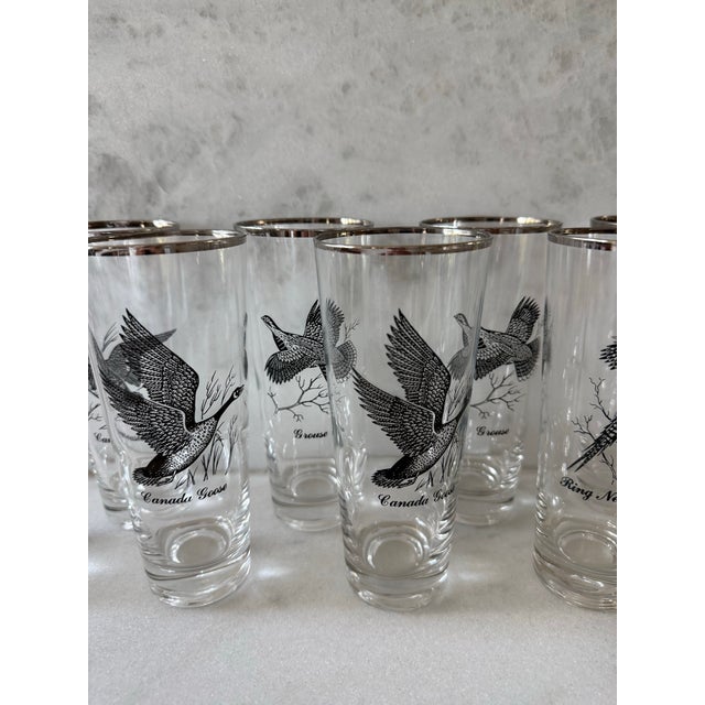 Black Vintage Federal Glass "Sportsman" Series Highball Glasses - Set of 8 For Sale - Image 8 of 10