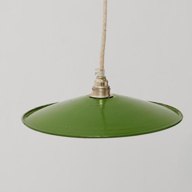 Antique French Hanging Lamp in Green Lacquered Metal For Sale - Image 3 of 13