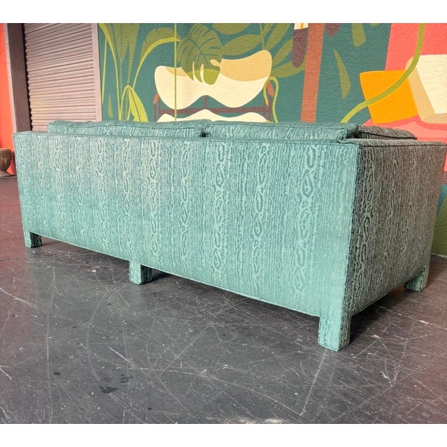 Postmodern Postmod Parsons Moire Print Sofa For Sale - Image 3 of 9