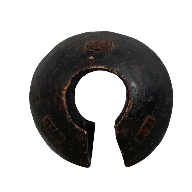 Superb Rare vintage 1940-50 RWANDA Tutsi old wooden archers bracelet. nice patination of use , blackened red copper strips...