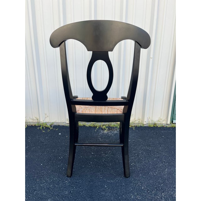 Pottery Barn Napoleon Black Rush Seat Modern Dining Chairs- Set of 4 For Sale - Image 11 of 12