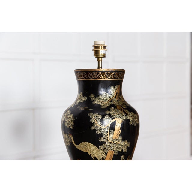 Large Chinese Papier-Mâché Table Lamps, 1950s, Set of 2 For Sale - Image 9 of 14