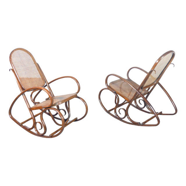 19th Century Wooden Rocking Chairs, Set of 2 For Sale