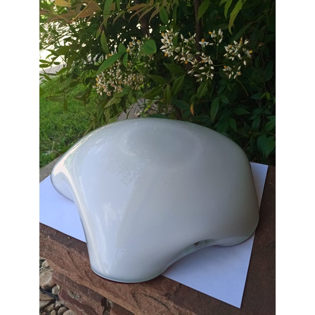 Vintage Murano-Attributed Large Sommerso and Lattimo Art Glass Bowl in Red and White With Gold Shimmer Large Catchall For Sale - Image 9 of 11