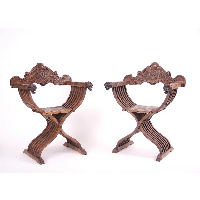 Maroon Set of Early 19th Century Savonarola Chairs For Sale - Image 8 of 8