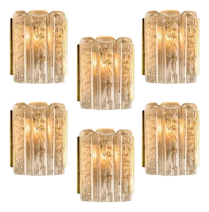 Structured Blown Glass and Brass Wall Sconce attributed to Doria, 1960s