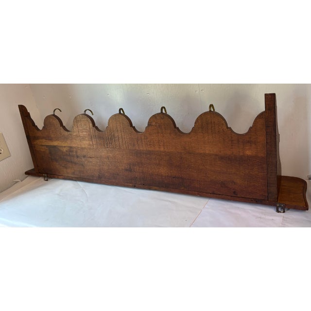 Brown Vintage French Carved Wood Coat or Pot Rack For Sale - Image 8 of 12