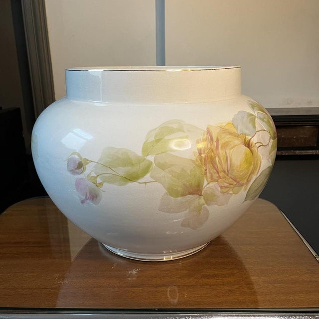 Large Earthenware Ceramic Roses Floral Planter, 1900s For Sale - Image 13 of 18