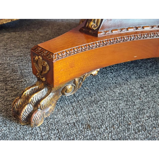 Wood 1920's Joseph Gerte Parcel Gilt Mahogany & Burlwood Drum Table For Sale - Image 7 of 12