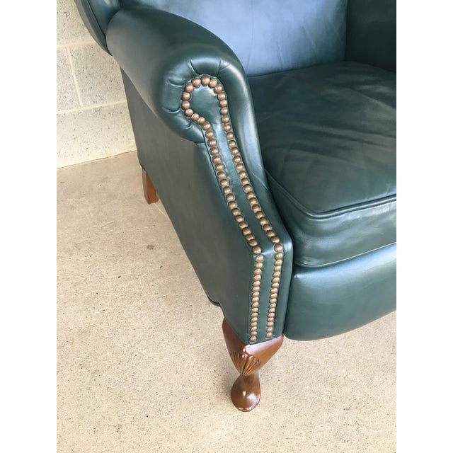 Lazy Boy Classics Wing Back Chippendale Style Dark Green Leather