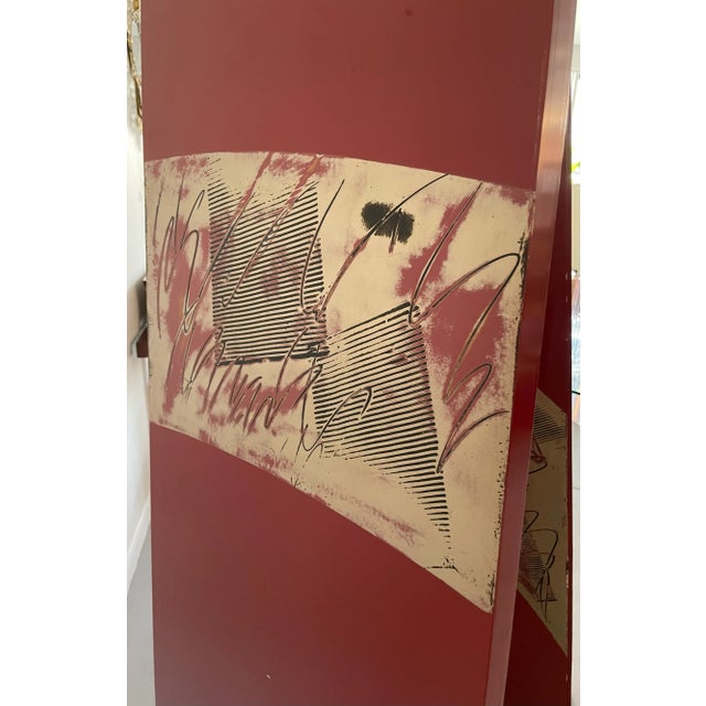 Artistic Abstract Postmodern Four Panels Room Divider From 80's For Sale In Miami - Image 6 of 10
