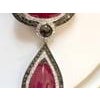 Vintage Large Pendant 40Ct Natural Ruby No Heat & Black & White Diamond 18KWG For Sale - Image 16 of 18