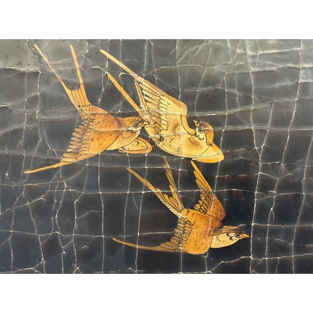 Chinese Export, Jappanned Screen, Crackle Lacquer, Gilt, Brass, China, 1960s For Sale - Image 15 of 18