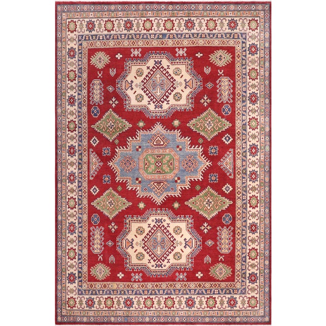 Southwestern Kazak Red/Beige Wool Rug - 8'1''x9'8'' For Sale - Image 9 of 10