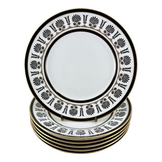 1980s Richard Ginori Ercolano Black Salad/Dessert Plates - Set of 6 - Italy For Sale