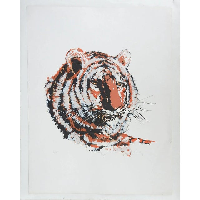 Vintage Mid Century Tiger Serigraph For Sale - Image 4 of 5