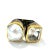 White Bochic “Orient” White Topaz and White South Pearl Ring Set 18K White Gold&Silver, Size 7 For Sale - Image 8 of 11