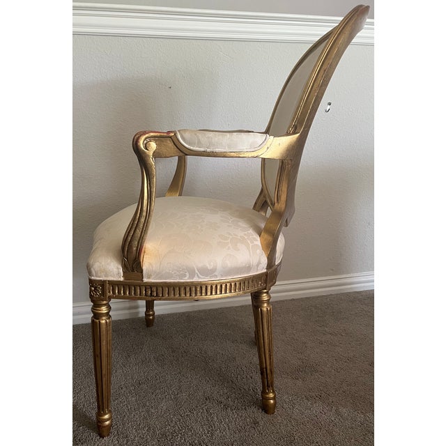 Hickory Chair Furniture Company Hickory Chair French Arm Chair - Gold Metal Leaf With Red Undertone For Sale - Image 4 of 11