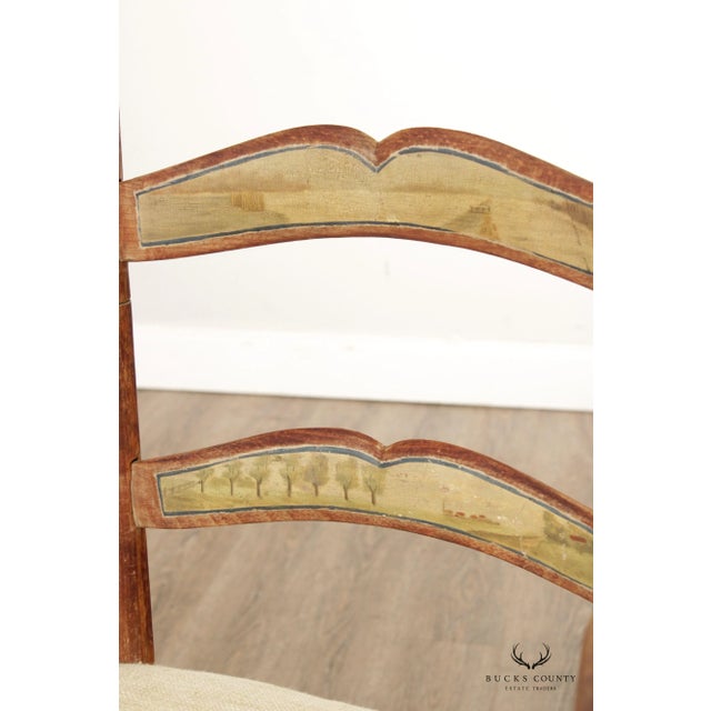 Wood Antique 18th Century Swedish Country Painted Ladderback Armchair For Sale - Image 7 of 13