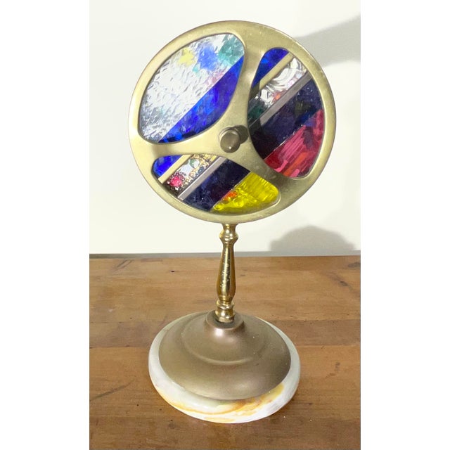 Exquisite Vintage Solid Brass & Onyx-Base Dual-Wheel Kaleidoscope For Sale - Image 11 of 14