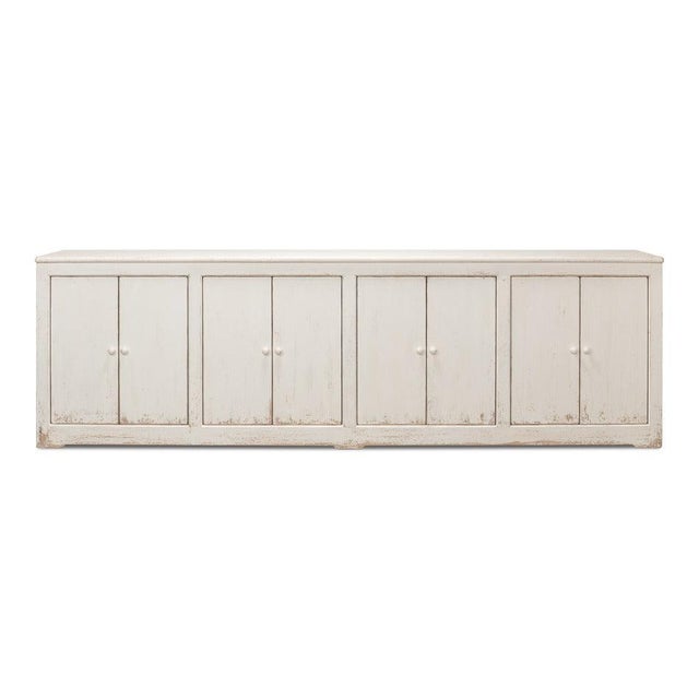 Farmhouse Farmhouse Eight-Door Sideboard, 122" - Whitewashed Reclaimed Pine For Sale - Image 3 of 11
