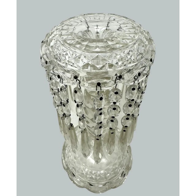 Metal Antique Pair Irish Waterford Crystal Hand Cut Full Lead Lustres Vases Ireland For Sale - Image 7 of 11