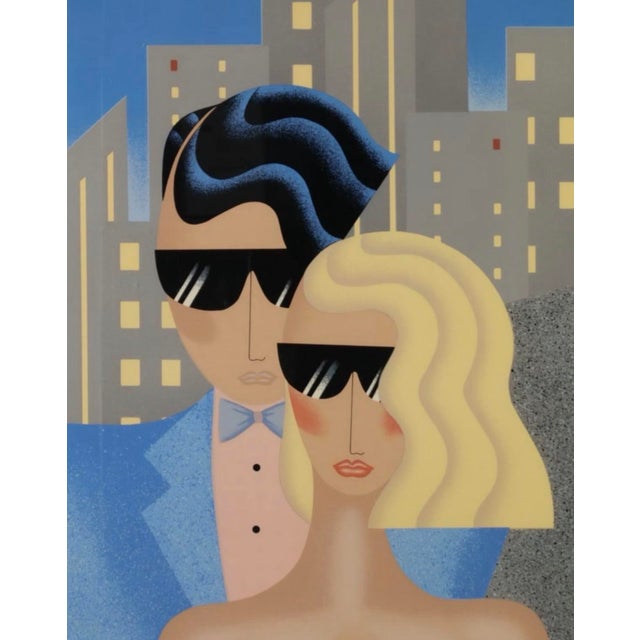 Mid-Century Modern 1980s Large Art Deco Stepping Out Screen Print by Robin Morris For Sale - Image 3 of 6