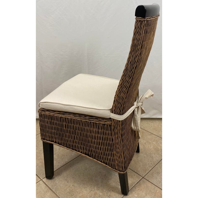 Rattan Patio Furniture Set, Glass Top Table and 5 Chair Set For Sale In Miami - Image 6 of 10