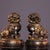 Pair Antique Chinese Gilt Bronze Foo Dog Guardian Lion Statues, Decorative Scholar’s Table Figurines For Sale - Image 9 of 9