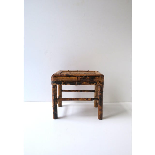Wicker Bamboo Stool Plant Drink Stand, Small For Sale - Image 10 of 13
