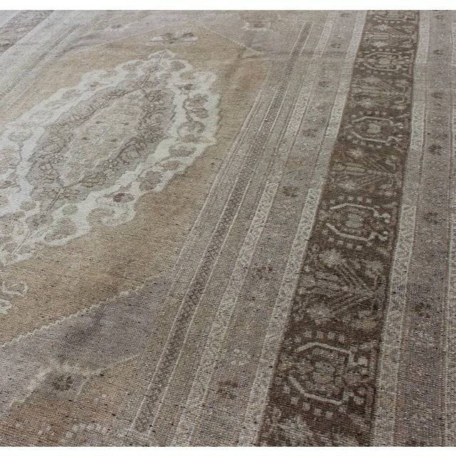 Textile Vintage Turkish Oushak Rug With Faded Taupe, Soft Sage, and Muted Ivory 5'11" X 9'8" For Sale - Image 7 of 8