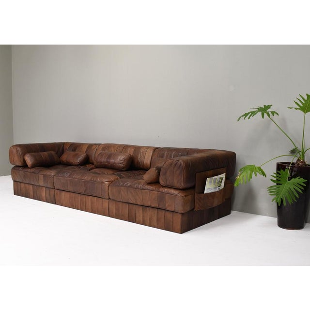 DS-88 Sectional Sofa in Cognac Brown Leather from De Sede, Switzerland, 1970s, Set of 19 For Sale - Image 3 of 18