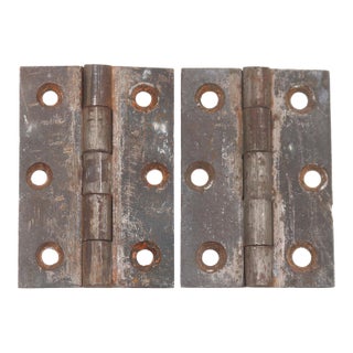 Pair of Vintage 2.375 X 3.5 In. Cast Iron Cabinet Hinges For Sale