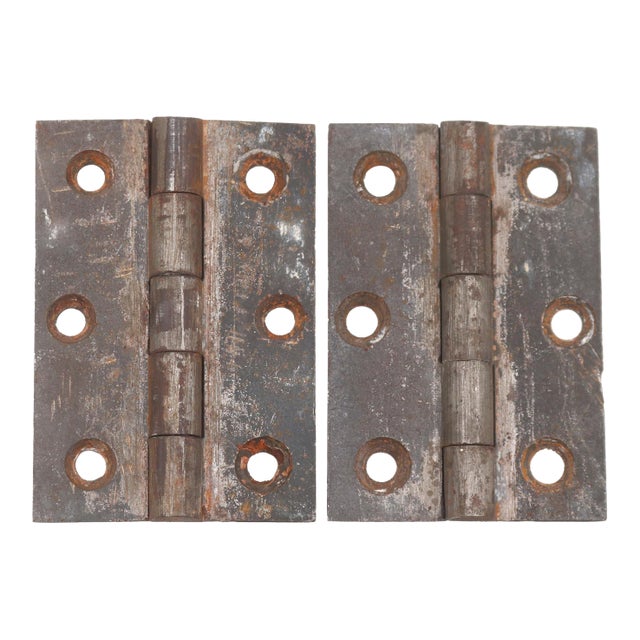 Pair of Vintage 2.375 X 3.5 In. Cast Iron Cabinet Hinges For Sale