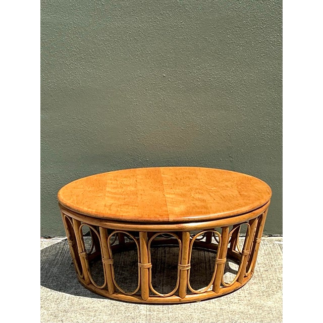 Vintage Looped Rattan Coffee Table For Sale - Image 10 of 12
