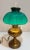 Victorian Antique Brass Oil Lamp Rayo Electrified Emerald Green Glass Shade For Sale - Image 3 of 11