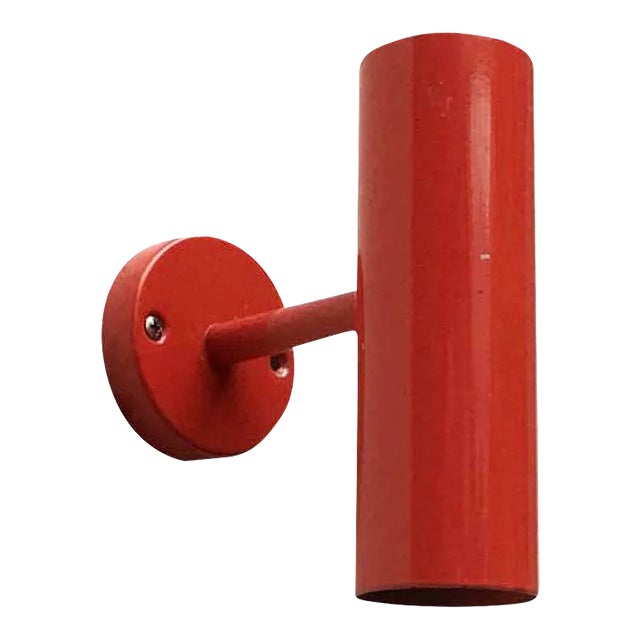 Mid-Century Modern Minimalist Red Wall Lamps, Set of 2 For Sale