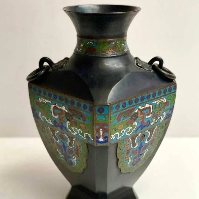 Antique Cloisonne Bronze Vase, Japan, 19th Century For Sale - Image 3 of 8