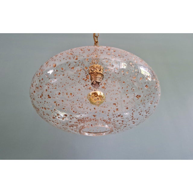 Large Vintage Pendant Light in Clear Glass Inlaid with Gold Glitter, Germany, 1970 For Sale - Image 9 of 12
