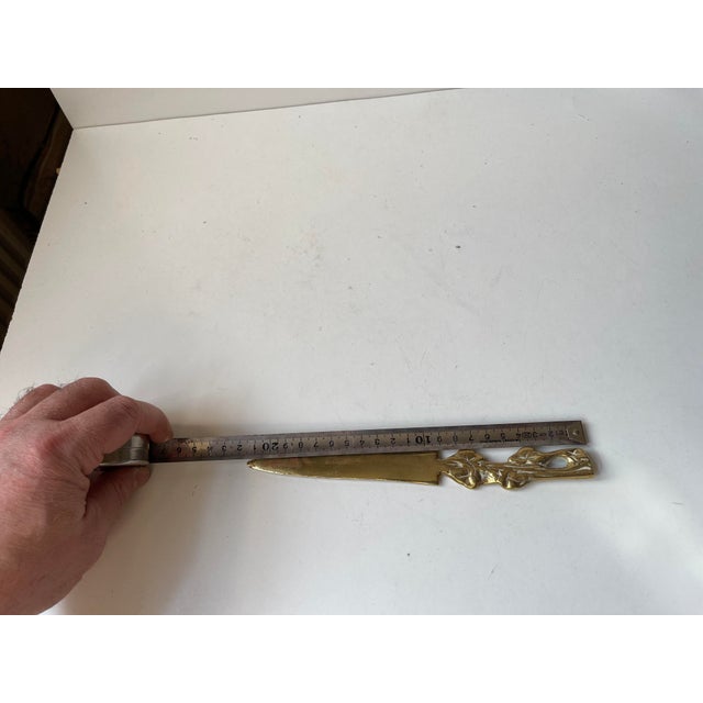 Metal Art Nouveau Leaf Letter Opener in Brass, 1920s For Sale - Image 7 of 8