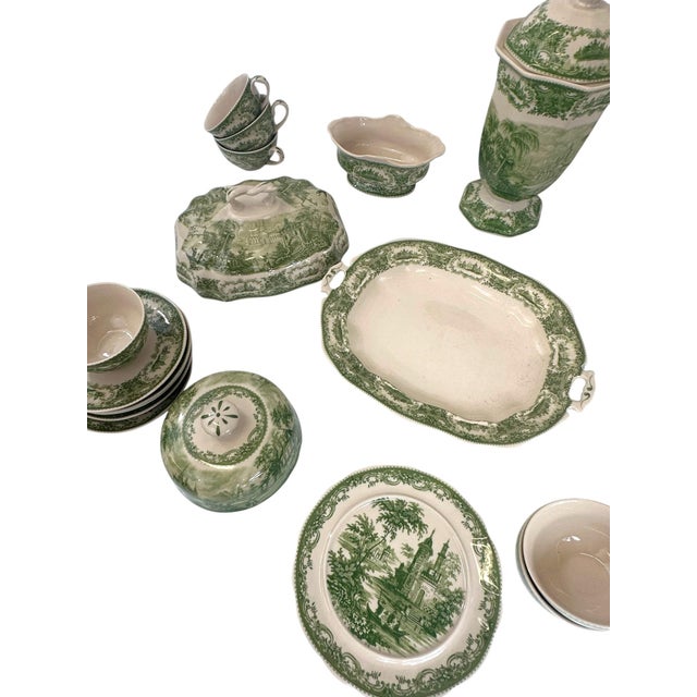 Late 20th Century Italian Reproduction Green and White China Tea Set - 24 Pieces For Sale In New York - Image 6 of 12
