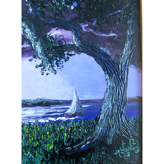 "Night Sail" - Mark Stanford (American B. 1959 - ) - Signed Original Palette Knife Oil Painting For Sale - Image 11 of 12