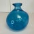 Folk Art Vintage Portuguese Hand Crafted Turquoise Glass Bulb Vase. For Sale - Image 3 of 8