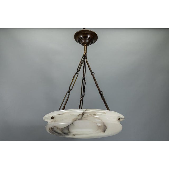 Art Deco Alabaster and Brass Pendant Light, Germany, 1920s For Sale - Image 11 of 18