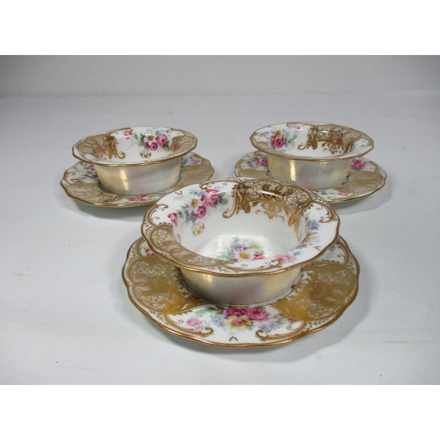 Gold Antique Limoges France Porcelain Custard Ramekins Set- 6 Pieces For Sale - Image 8 of 9