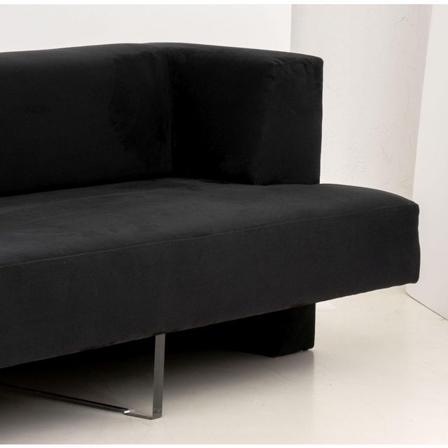 Animal Skin Vladimir Kagan "Omnibus" Black Suede Upholstered Sofa For Sale - Image 7 of 10