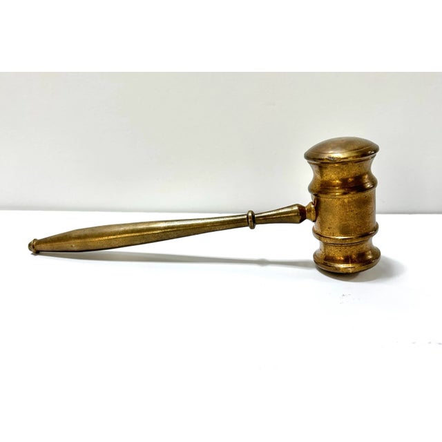 Vintage Solid Brass Judge’s Gavel Paperweight – Legal Office Decor For Sale - Image 4 of 6